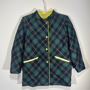 Vintage Cumi's Kid's Green, Navy, Red & Yellow Plaid Blazer Jacket Size 2 Years